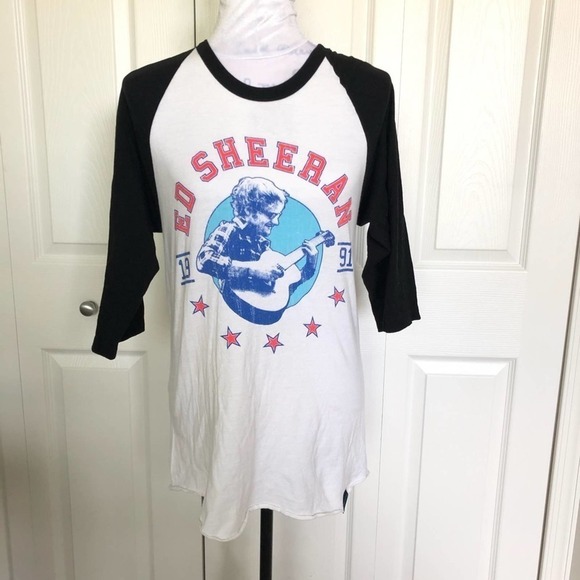 Tops - Ed Sheeran Fan Graphic Print Baseball Tee Small